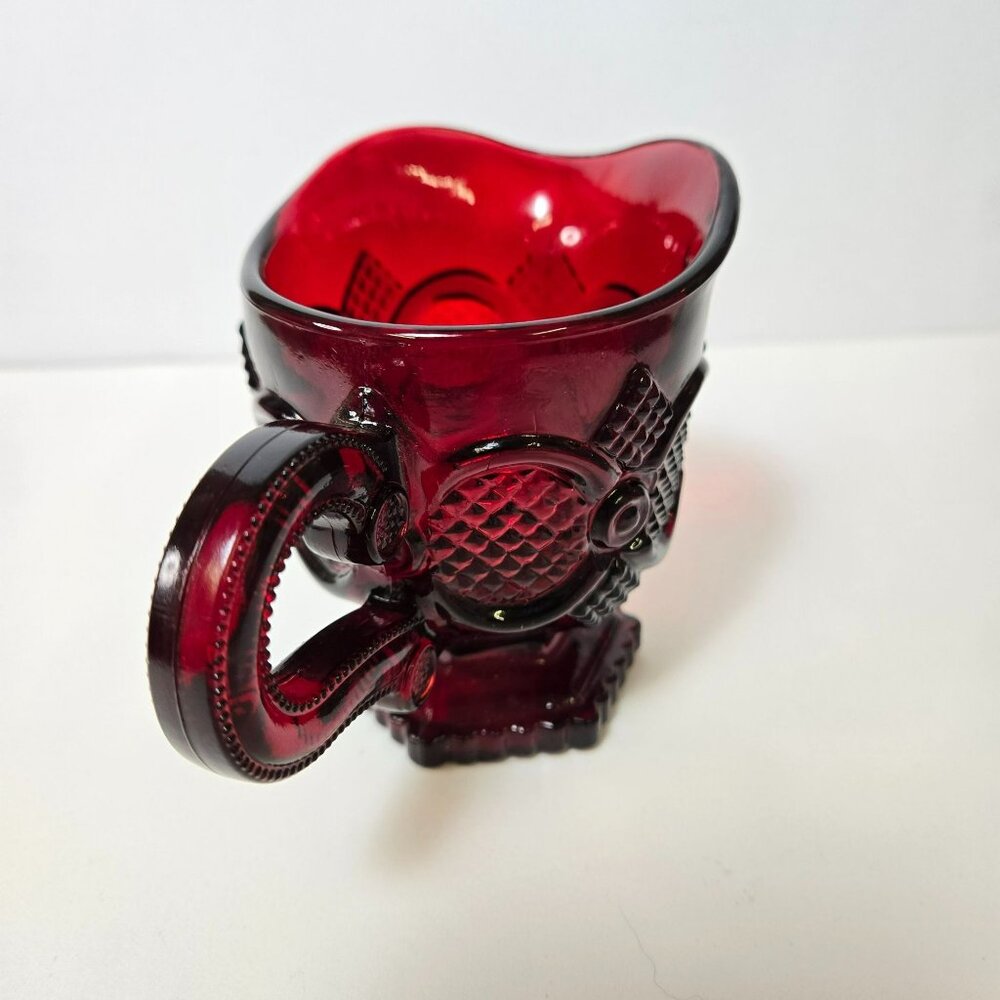 Vintage Avon 1876 Cape Cod Ruby Red Glass Creamer Bowl 4 In Holiday EUC - Picture 3 of 9